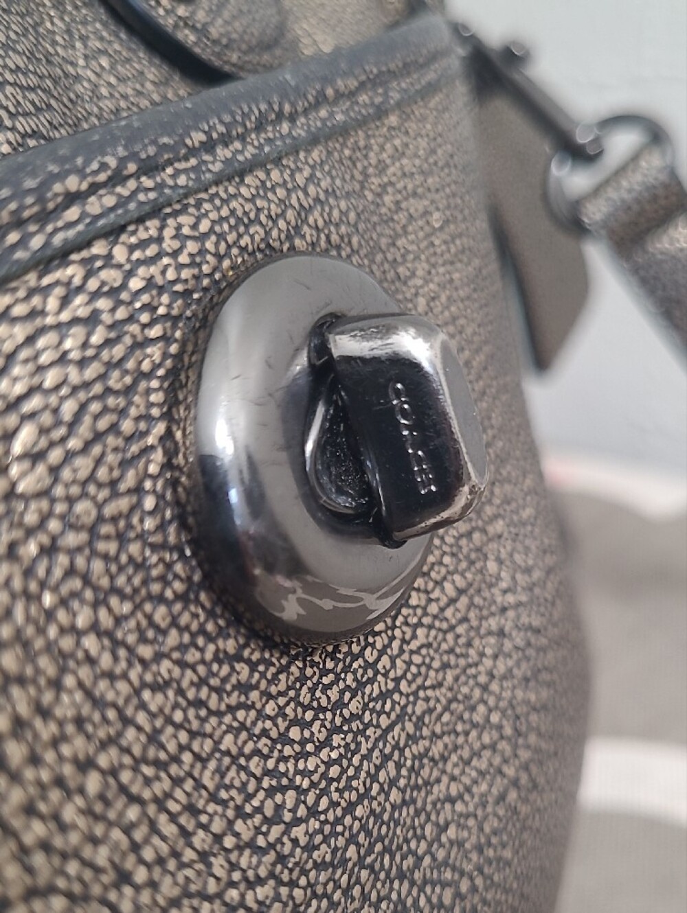 Coach Rhyder 24 Metallic Pewter Leather Satchel Handbag - Picture 4 of 16